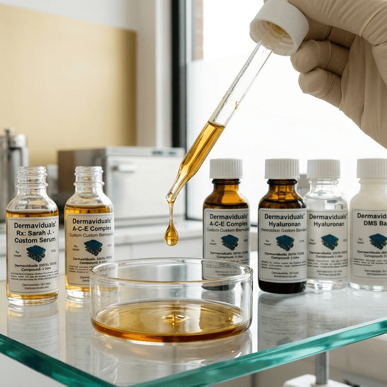 Dermaviduals skincare products and serum bottles used in professional facial treatments