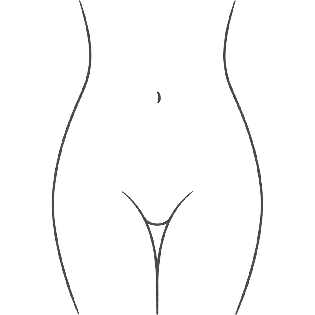 Illustration showing Hollywood wax coverage with complete hair removal