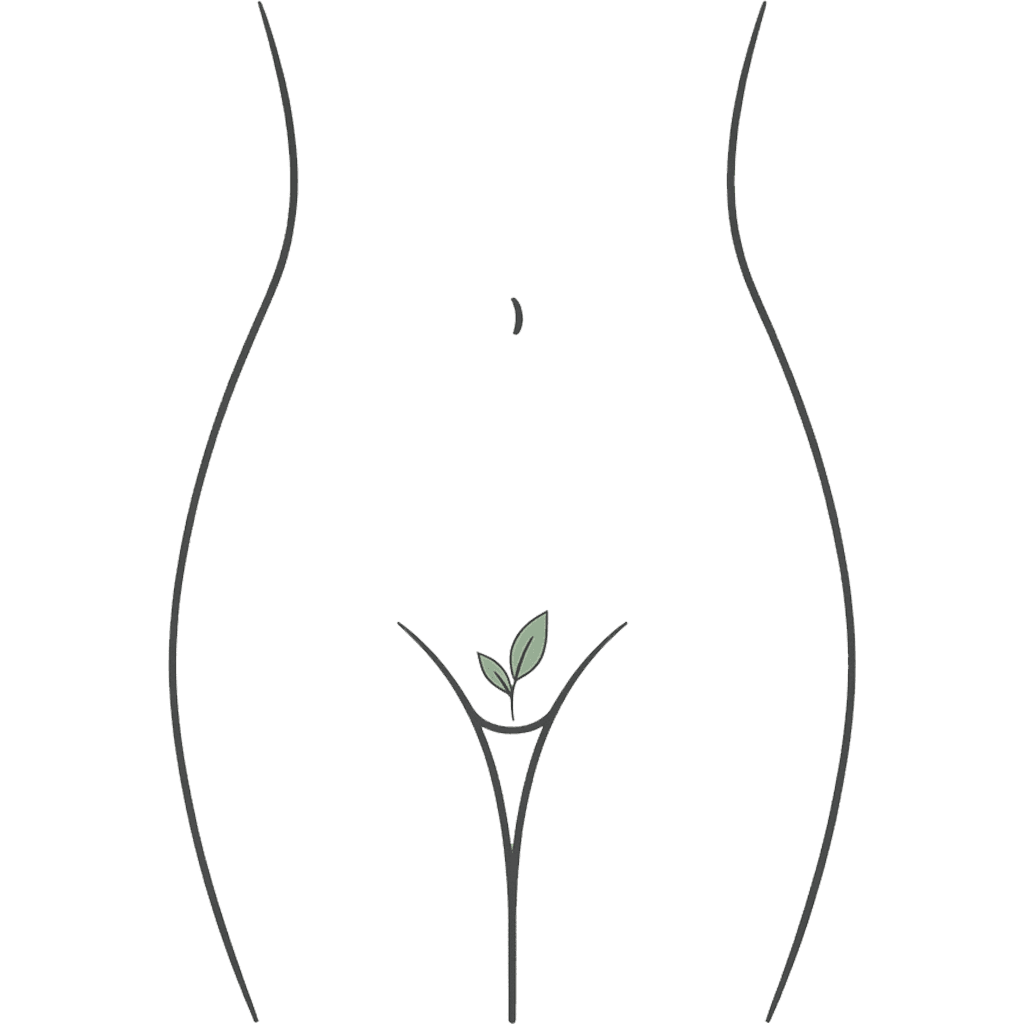 Illustration showing Brazilian wax coverage with a small strip remaining