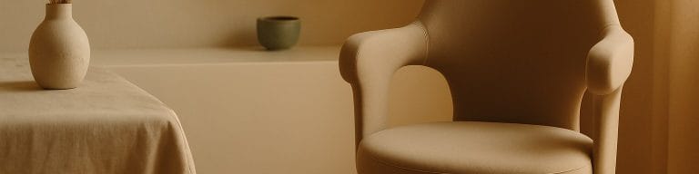Beige clinical chair silhouette in warm wellness light. HIEMT pelvic floor chair. Skincare & Waxing Kirkham.