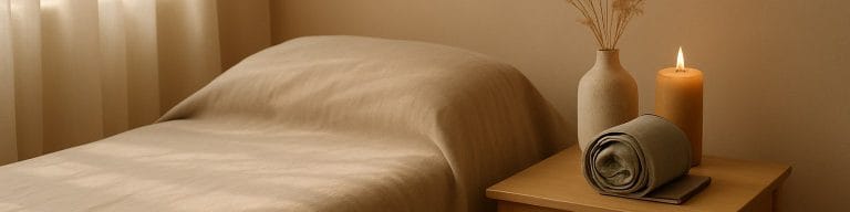 Tranquil treatment room with soft natural light. Pressotherapy treatment. Skincare & Waxing Kirkham.